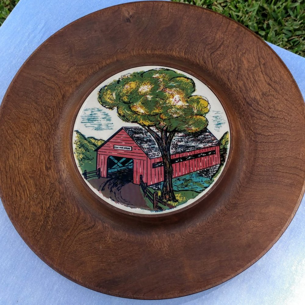 Wood Tile Plate Woodbury Vermont Cheese Plate